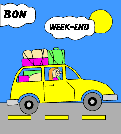 Gif bon week-end voiture
